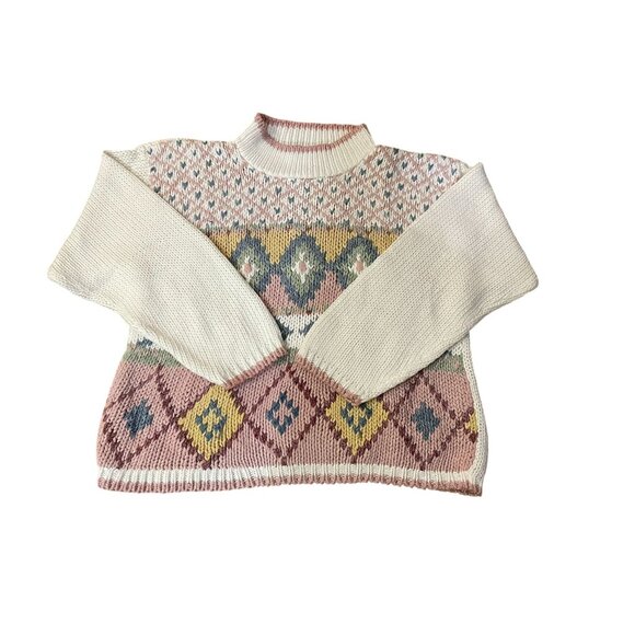 Vintage Ivy Club Sweater Women's M Geometric Mock Neck Grandmacore Used - Picture 15 of 15